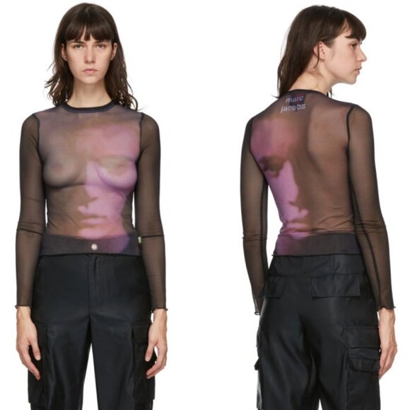 Heaven by Marc Jacobs Duval Mesh Long Sleeve T-Shirt XS - Picture 1 of 5